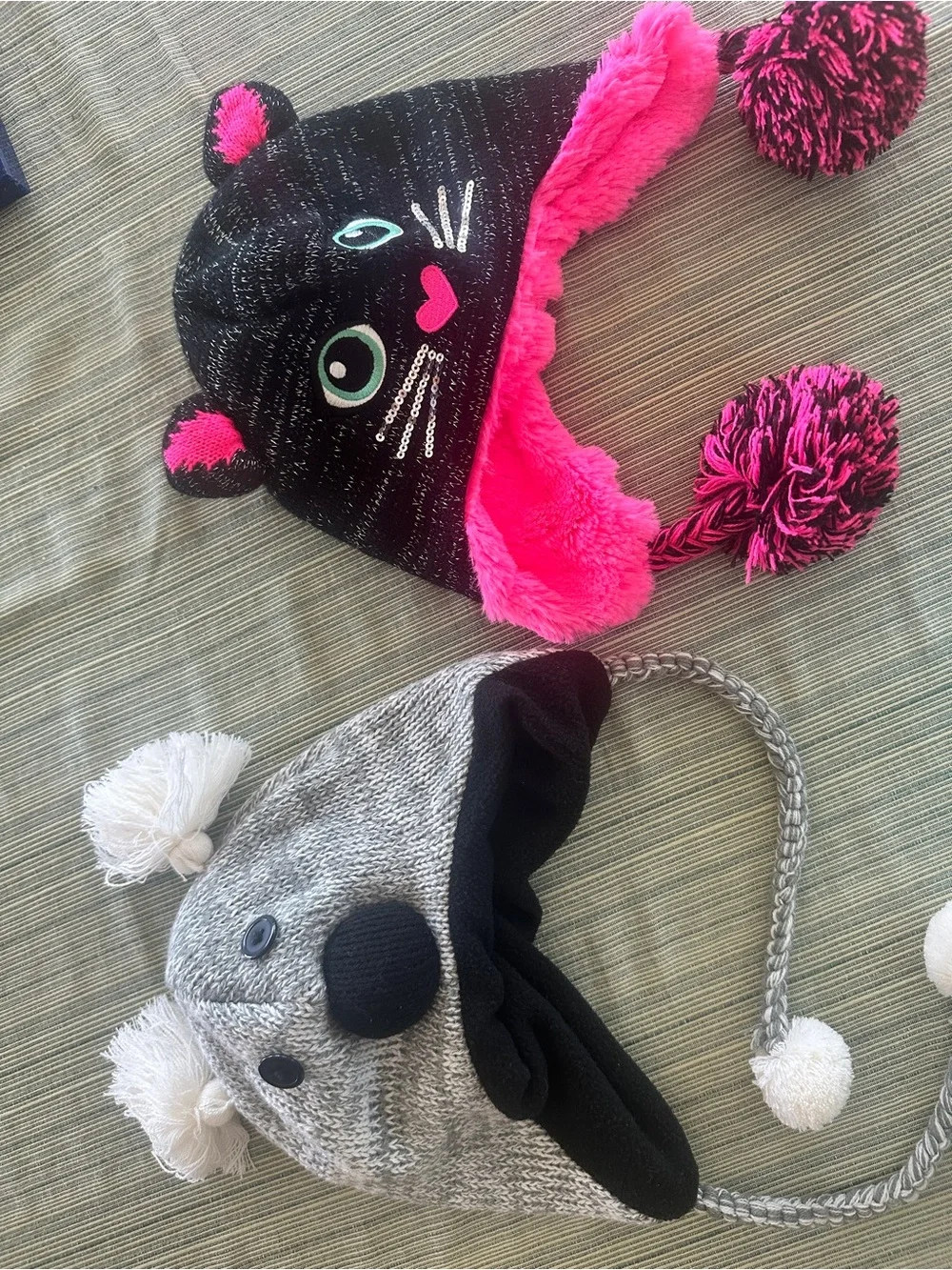 Cute kids winter Knit Hats - Plush Lined  koala and kitty
